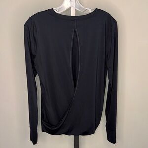 EUC SPANX Black Soft Spot Wrap Back Long Sleeve #50233R Size Small